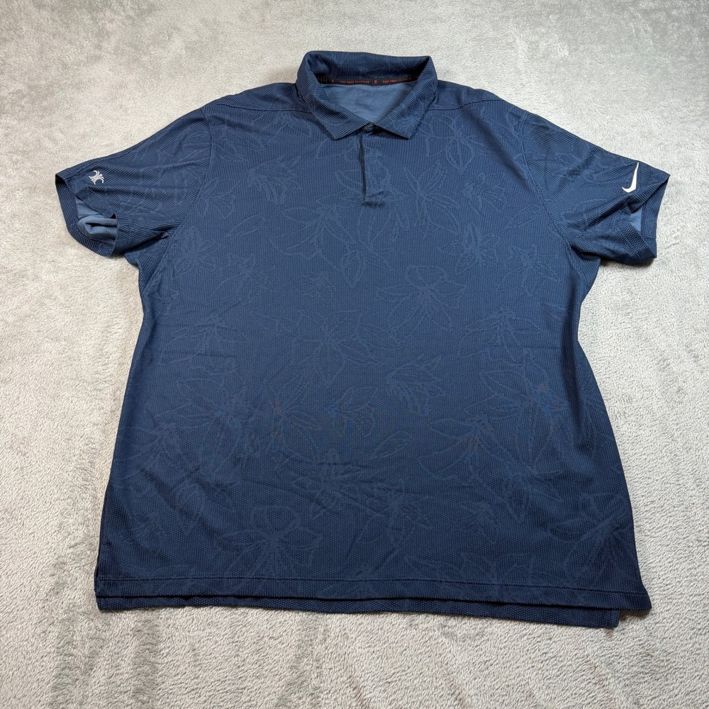 Nike Dri-FIT ADV Tiger Woods Golf Polo Shirt Mens XL Blue Floral DH0919-377